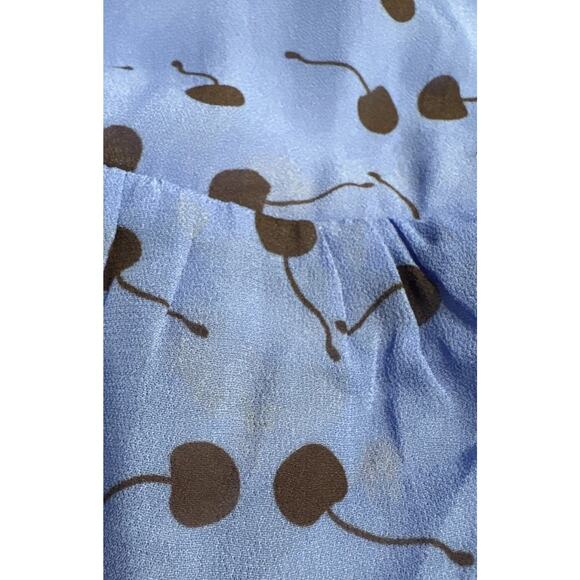 Karina Grimaldi Dress Women’s Size 4 Blue Black Cherry Print Ruched FLAWED - Picture 10 of 16